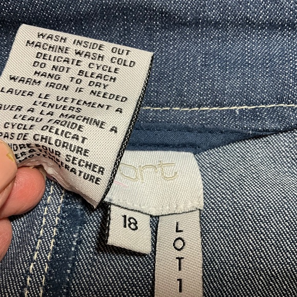 LANA SPORT Cotton Blend Chambray A-Line Skirt Beaded and Embroidered Back Zip 18 - Picture 8 of 9